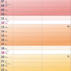 Kalender für Dezember 2027 mit Wochentagen, Adventssonntagen und Feiertagen. Bunte Hintergrundfarben wechseln wöchentlich.