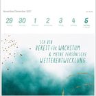 November/Dezember 2027, Woche 48, Montag 29. bis Sonntag 5. Illustration mit türkisem Hintergrund.