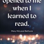 "The whole world opened to me when I learned to read. Mary McLeod Bethune. Dezember Kalender mit Feiertagen."
