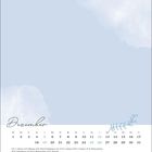Kalender für Dezember; Tage: 1-31, Adventssonntage 5., 12., 19.; Nikolaus 6., Weihnachten 25.; Hintergrund hellblau.