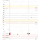 Kalender Tabelle mit "Dezember". Enthält Adventstage. Unten Illustration eines Jungen und Fuchses auf einem Planeten.