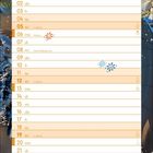 Kalender für Dezember mit Feiertagen. Illustration von Frida Kahlo vor einem Vollmond, Blumen im Haar.