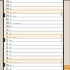 Kalenderblatt Dezember, oben eine Illustration einer alten Frau mit Stock, die niesen scheint, Handtasche schwebend.