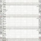 Kalender für Dezember 2027. Wochentage und Daten. Weihnachtliche Symbole als Verzierung, darunter Geschenke, Schnee und Bäume.