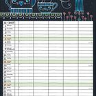 "Dezember" steht in großen Buchstaben. Illustration mit Teekanne, Tasse und Kerze, umgeben von Beeren und Blättern.