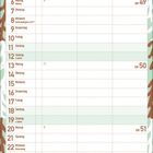 Kalenderseite für Dezember 2027 mit Wochentagen, Feiertagen und Notizfeld, saisonale Farben und Baummuster.