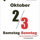 Oktober 2/3, Samstag Sonntag. Tag der Deutschen Einheit. Erntedankfest. Links oben Logo einer dunklen Mondsichel.