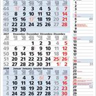 Kalender mit den Monaten November und Dezember 2027 sowie Januar 2028, Wochenzahlen links und Feiertage in Rot.
