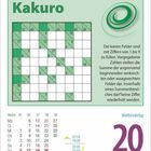 Kakuro-Puzzle mit Anleitung, Kalender zeigt 20. September, Edelstein im Logo, Text: Weltkindertag, Montag, Kalenderwochen.