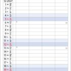 "12-2027" oben links. Unten: Monatsübersicht Dezember 2027 mit Feiertagen. Zwei Katzen, eine braun, eine weiß, liegen nebeneinander.