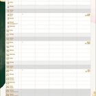 Kalender für Dezember 2027. Tage von Mittwoch bis Sonntag. Notizen unten. Grünes und goldenes Design.