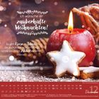 Ich wünsche dir zauberhafte Weihnachten! Ein rotes Teelicht und Lebkuchenstern, Kalender für Dezember.