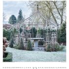 Schriftnummern von 01 bis 31 in einer Reihe am unteren Rand. Darunter "12". Oben: Wintergarten-Pagode mit Frost bedeckt.