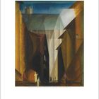 Dezember, December, 1 bis 31, Gemälde einer abstrakten Stadtlandschaft mit geometrischen Formen und Figuren in gedeckten Farben.