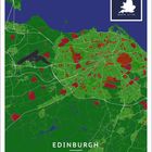 EDINBURGH UNITED KINGDOM. Dez. 1-31 unten. Oben Karte mit roten Flächen, unten Kalender.