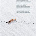Texte: Titel "Katze im Schnee", Gedicht von Wilhelm Hey. Unten: Kalenderwoche vom 27. Dezember bis 2. Januar. 

Eine Katze läuft durch den Schnee, hinterlässt Pfotenspuren.