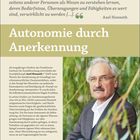 "Autonomie durch Anerkennung" steht groß. Zitat von Axel Honneth über Autonomie und Anerkennung. Rechts Bild eines älteren Mannes.