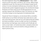 "Blick in den Spiegel" - Text über Michael Jacksons Engagement im Song "Man in the Mirror". Aufforderung zu humanitärer Hilfe.