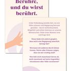 Text: "Berühre, und du wirst berührt." Fragen zur inneren Bewegung. Hintergrund mit Illu einer Hand und Kreisen.