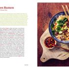 "Tantannen Ramen - Scharfe Nudelsuppe mit Sesam-Tare" steht groß oben. Rechts daneben ist eine Ramen-Schale mit Gemüse.