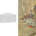 Links: Text über Krieger aus Elam (Luristan). Rechts: Illustration eines Kriegers mit Helm, Schwert und besiegtem Feind.