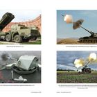 Raketenwerfer BM-30 Smerch, Panzerhaubitze in Afghanistan, Bofors-Kanone auf Fregatte, und Caesar-Haubitze im Einsatz.