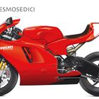 Text: "DUCATI DESMOSEDICI RR", "2007". Eine stilisierte Illustration eines roten Ducati Motorrads.
