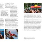 Texte: "Countries, Clans & Cousins", "Family and community ties are vital to Aboriginal culture."

Beschreibung: Zwei Seiten eines Artikels über die Kultur der Aboriginals und Torres Strait Islander. Auf der rechten Seite befindet sich ein Bild einer Flagge mit schwarzen, roten und gelben Elementen. Links unten ein Bild mit Menschen und einem Opernhaus.