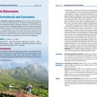 Die Reiserouten: Kirstenbosch und Constantia. Route (ca. 100 km, 1–2 Tage). Kirstenbosch: verbindet sich nahtlos mit dem Table Mountain. Links ein Bild mit Berglandschaft und Baumkronen-Weg.