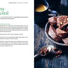 "Pistazien-Cantuccini: Rezept und Zubereitung mit Zutatenliste. Bild zeigt braune Cantuccini mit Pistazien in einer Schale."