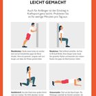 KRAFTSPORT LEICHT GEMACHT: Anfänger können Kraftsport einfach versuchen. Übungen: Wanddrücken, Wandsitzen, Ausfallschritt, Unterarmstütz.