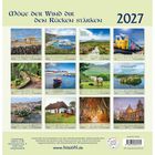 "Möge der Wind dir den Rücken stärken" und "2027" steht oben. Kalender mit Landschaftsbildern und Segenswünschen.