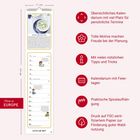 Kalender mit Rezepten, Spiralaufhängung, Platz für Termine, FSC-Papier, Feiertage, Tipps, Maße: 11x49 cm, Januar 2027.