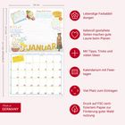 Kalenderseite Januar mit Rezepten, Tipps und Platz für Einträge. Enthält lebendige Illustrationen und Feiertage. Made in Germany.