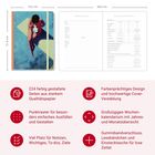 224 farbig gestaltete Seiten, Punktraster, viel Platz für Notizen. Design mit Illustration einer Frau am Pool.