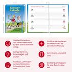 Titel: "Rentner-Kalender 2027". Maße: 15x11x21 cm. Enthält: Großdruck, Cartoons, Flexieinband, Platz für Planung, Gummiband.