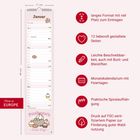 Text: Januar, Made in Europe, Pusheen’s Sweet Shop. 

Ein langer Kalender mit Illustrationen von Pusheen der Katze und Gebäck. Icons beschreiben die Funktionen.