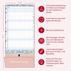 Fünf-Spaltenkalendarium für Familien, mit Platz für Notizen, Zetteltasche, Feiertagen und FSC-zertifiziertem Papier.