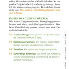 „Die nächste Overthinking-Spirale setzt sich in Gang.“ Text in Schwarz und Grün. Diagramm mit Auslösern, Verhalten.