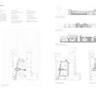Einkaufszentrum Boulevard, Berlin. Grundrisse und Ansichten. Stadtplan mit Standort, Gebäudequerschnitte und -layouts.