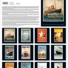 Eine Sammlung von zwölf historischen Schiffsplakaten, darunter Hamburg Amerika Linie, White Star Line und Cunard Line.