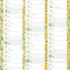 Kalender für Januar bis März 2028 mit gelbem Löwenzahnmuster auf grünem Hintergrund. Feiertage sind markiert.