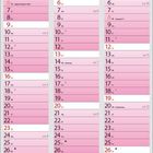 Kalenderblätter für Januar, Februar, März 2028 auf rosa Hintergrund. Feiertage sind hervorgehoben. Notizenbereich unten.