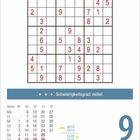 Schwierigkeitsgrad: mittel. Kalender zeigt Donnerstag, 9. Dezember. Sudoku-Rätsel in der Mitte. Kalenderwoche unten links.