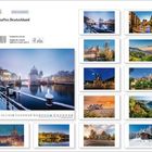 "Zauberhaftes Deutschland" und "Made in Germany" zeigen Kalenderbilder mit beeindruckenden Landschaften und Stadtszenen.