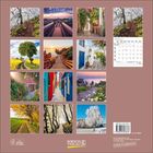 JANUAR 2024; KORSCH VERLAG. Zwölf Naturbilder, ein Kalenderblatt, ein Logo und ein Barcode auf braunem Hintergrund.