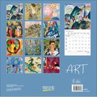 Texte: "JANUAR 2022", "ART". Eine Auswahl an elf Gemälden, darunter Landschaften, Porträts und abstrakte Kunst.