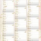 Kalender Januar bis März 2028 mit Wochentagen und Kalenderwochen. Bereich für Notizen unten. Hintergrund in Beige- und Goldtönen.