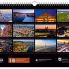 Kalendermonate von Januar bis Dezember mit Fotos deutscher Stadtansichten im Hintergrund.