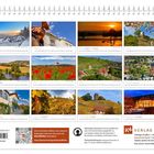 Kalenderbilder von Januar bis Dezember mit verschiedenen Landschaften, K4 Verlag, Preis 11,90 EUR, QR-Code unterhalb.